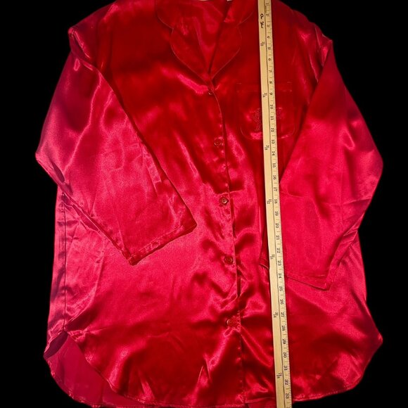 Vintage Victoria's Secret Red Satin Sleep Shirt Nightgown Large - Picture 5 of 6